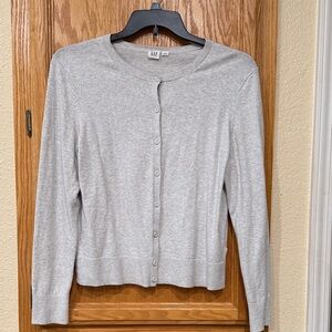 GAP Light Heather Gray Button Up Cardigan - Lightweight - Size Large